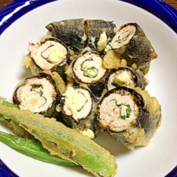 鳥肉のチーズと大葉の磯辺揚げ